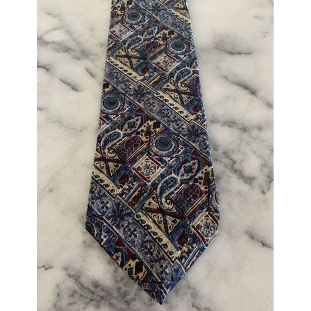 Cellini For J Riggings 100% Silk Vintage Geometric Brocade Tie